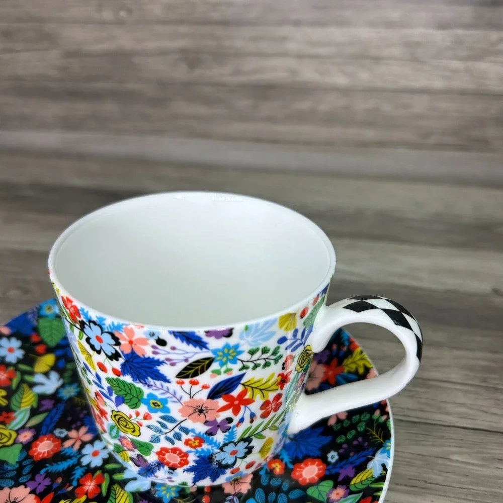 Stechcol Gracie Bone China Mad Hatter Whimsical Tea Set Cup Plate Floral Cottage